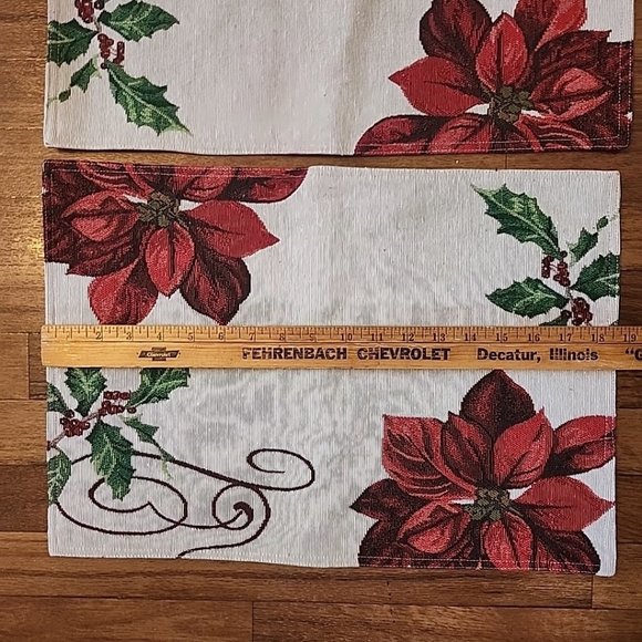 Set of 2 Fabric Christmas Placemats Poinsettia Tapestry-look - Picture 2 of 9